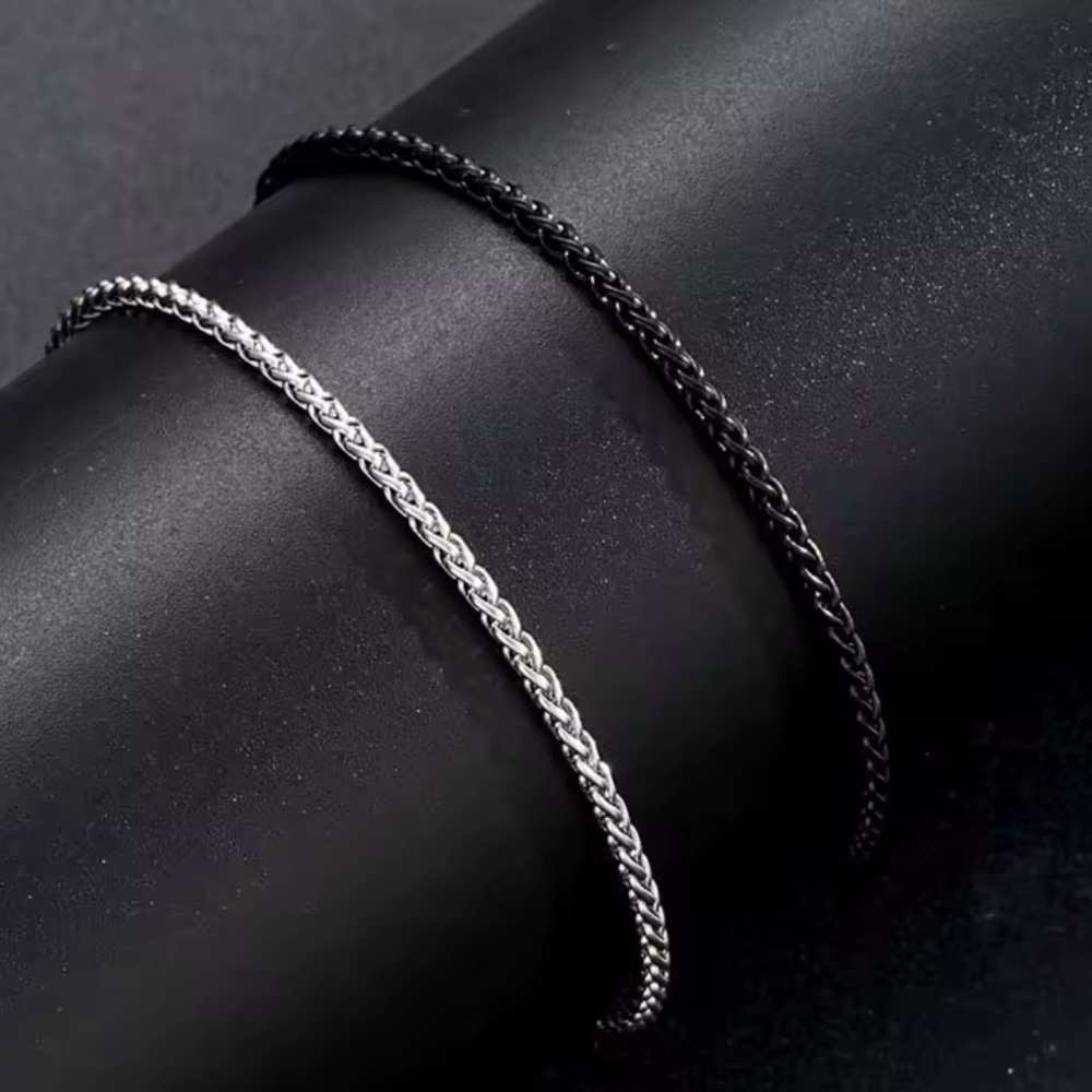 Minimalist Black Franco Snake Chain‎ Jewelry Bracelet, 7-9”